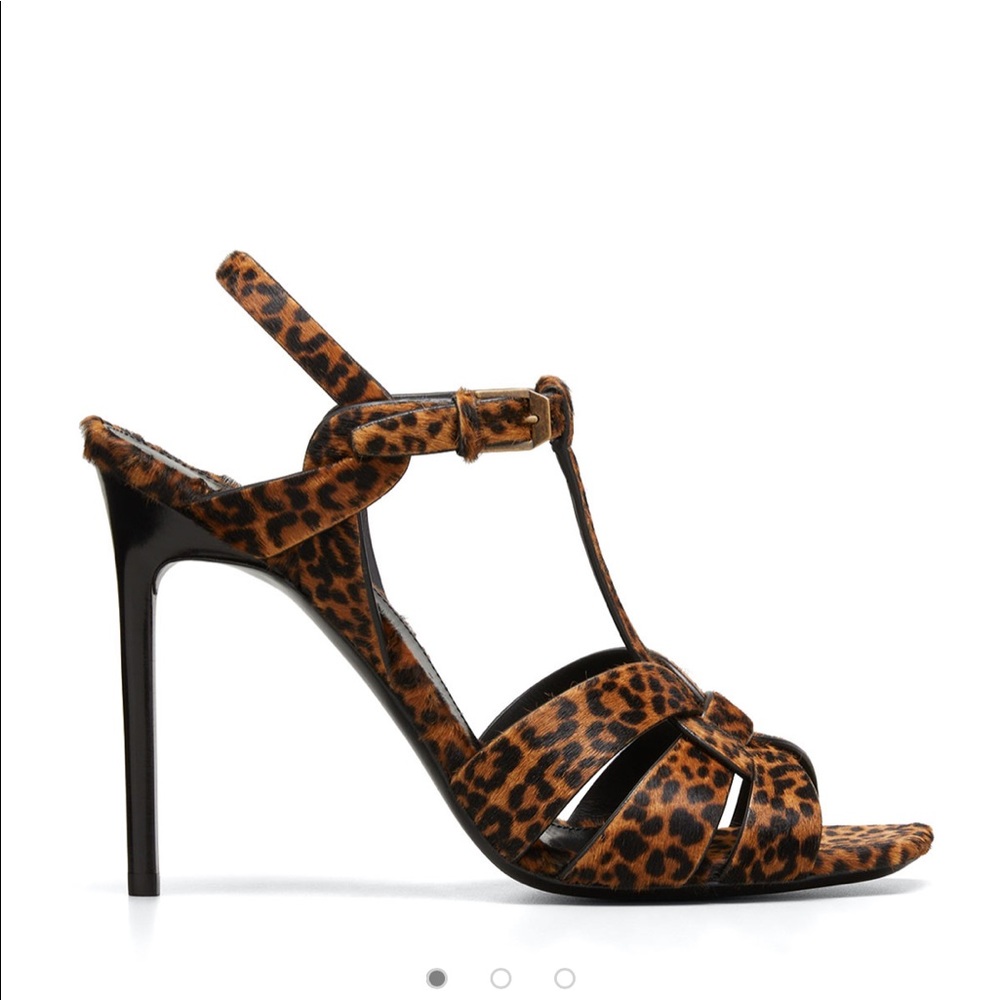 SAINT LAURENT
Tribute Leopard-Print Stiletto Sandals brand new